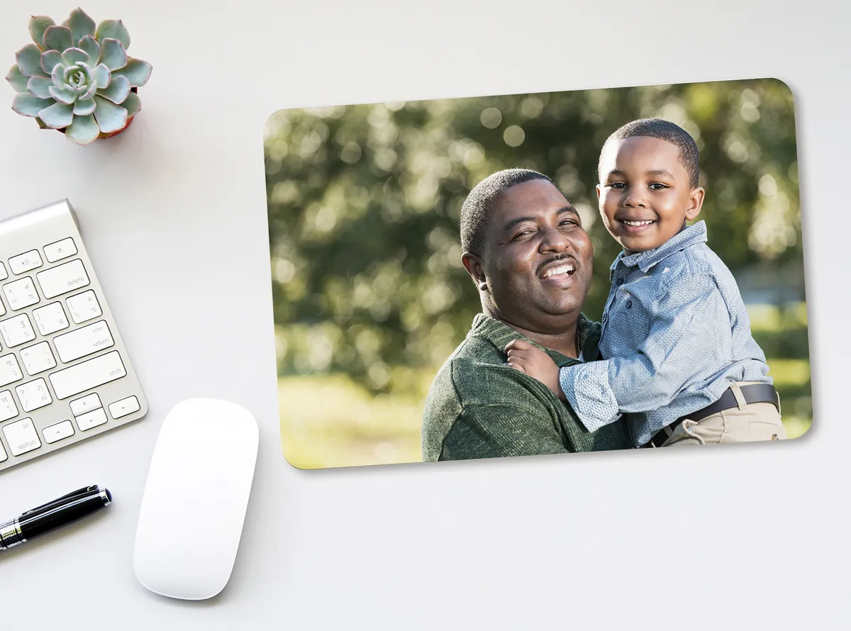 Mousepad mit Foto von Vater und Sohn