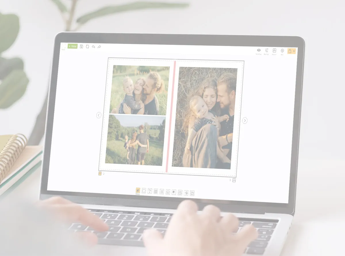 Fotoprodukte schnell und einfach gestalten auf dem Laptop mit dem Online Designer von fotokasten