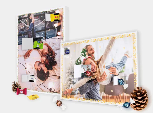 Premium-Adventskalender mit Türchenbildern und Schokolade